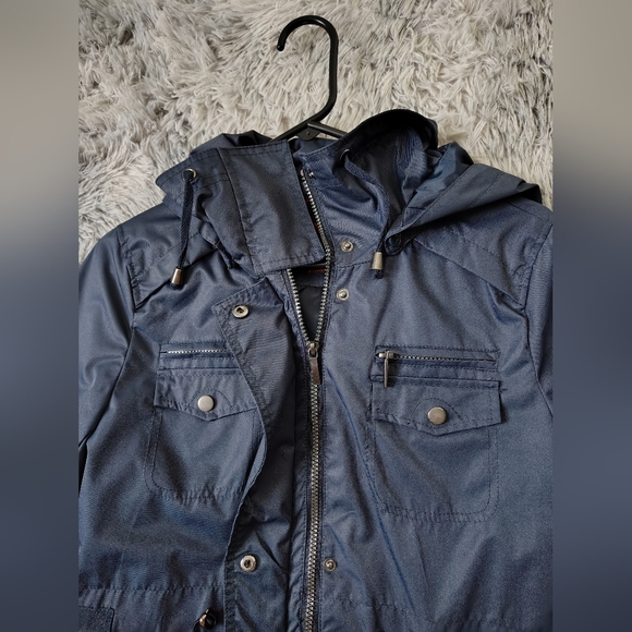 *Like New* Yoki Women's Medium Blue Anorak Outerwear Jacket w/ Removable Hood - Picture 6 of 16